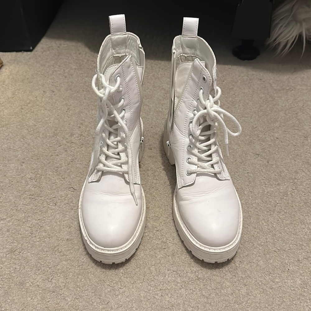 White Combat Boots